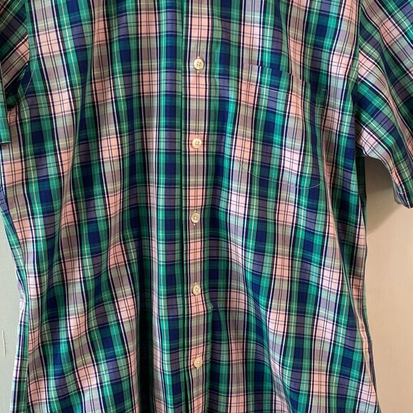 Brooks Brothers Mens Size Medium Multi Color Plaid Short Sleeve Button Down Shir - Picture 3 of 3